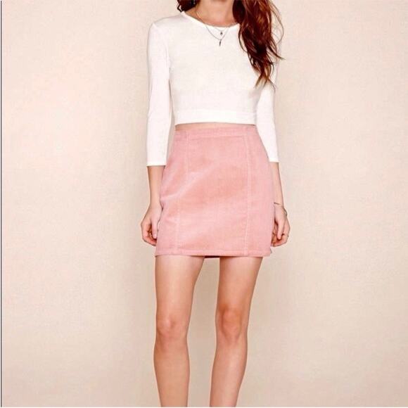 Forever 21 Pink Ribbed Corduroy Mini Skirt Size M - Picture 1 of 6